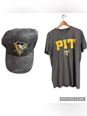 Lot of 2 Pittsburgh Penguins NHL Gray Dri T Men’s L, Hat New/Adjustable promo